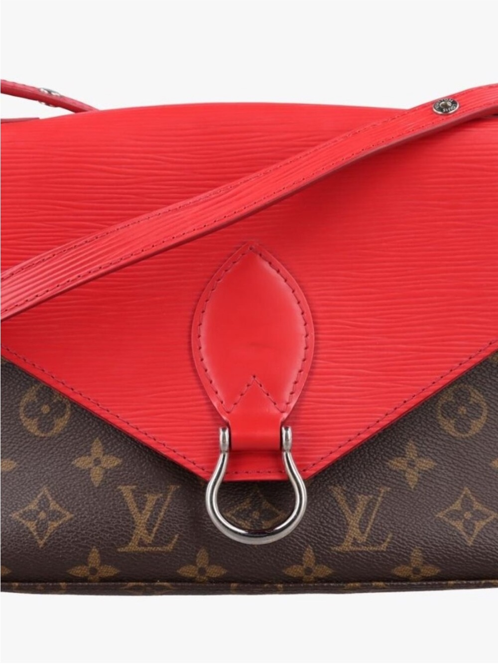 Louis Vuitton Red and Brown Monogram Crossbody Bag with Silver Hardware